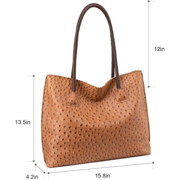 Womens Tote Bag with Zipper Orange - Picture 4 of 4